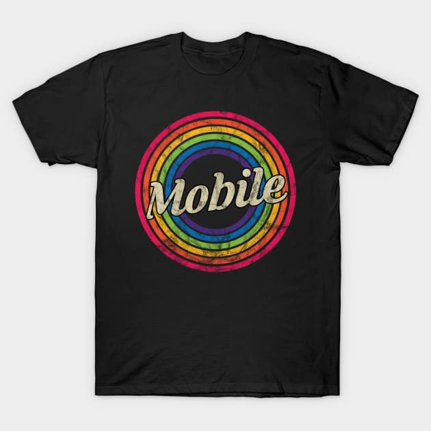 Mobile - Retro Rainbow Faded-Style T-Shirt by MaydenArt